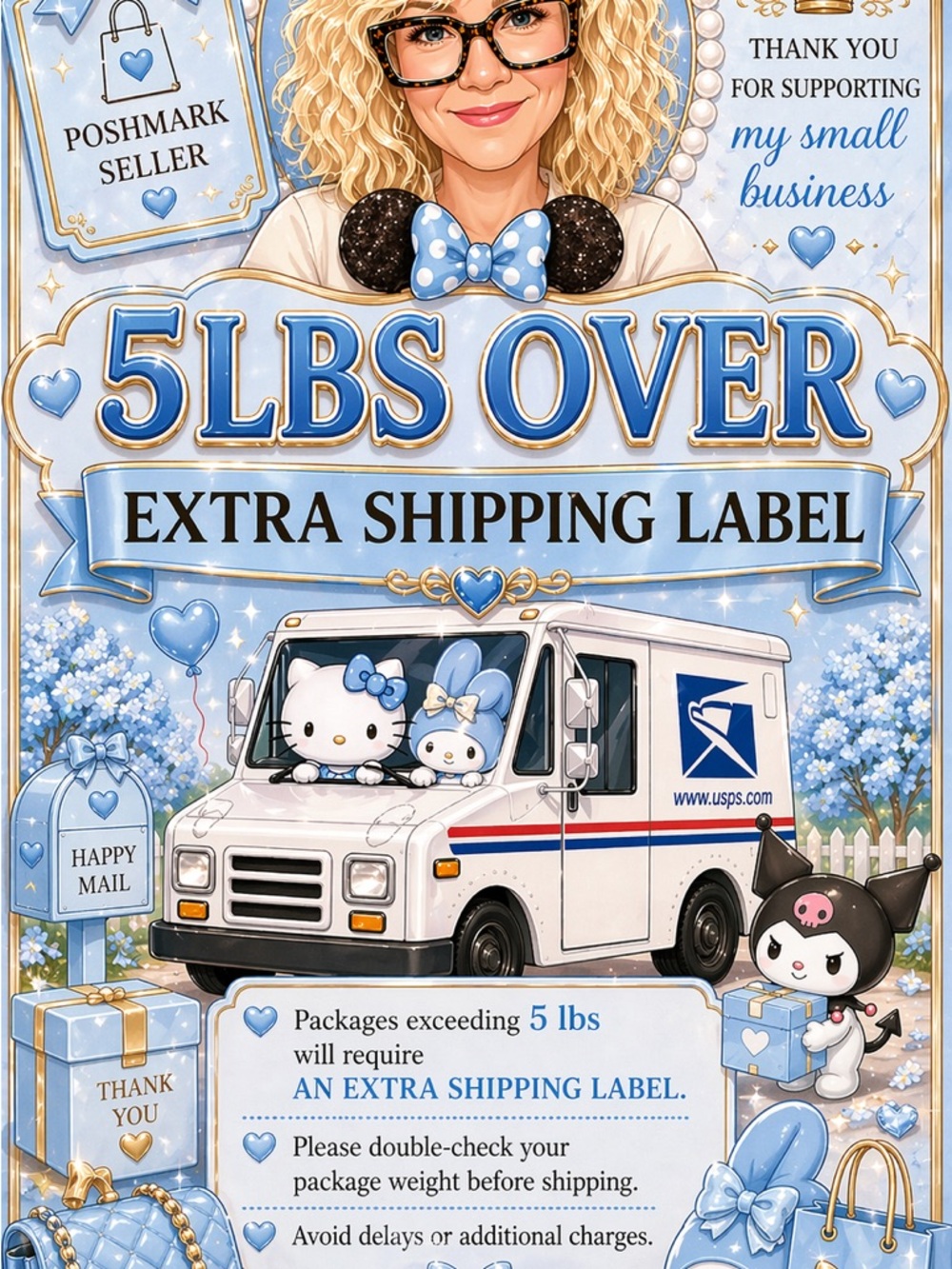 5lbs Over Extra Shipping Label